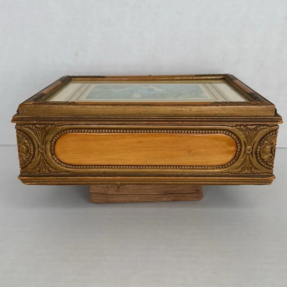 Antique Victorian Keeper Box/Dresser Box With Fancy Embossed Woodwork